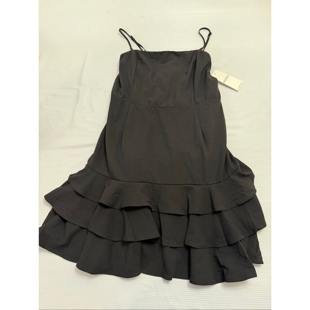 NWT Maniju Black Ruffle Cocktail Party Dress Size Large New